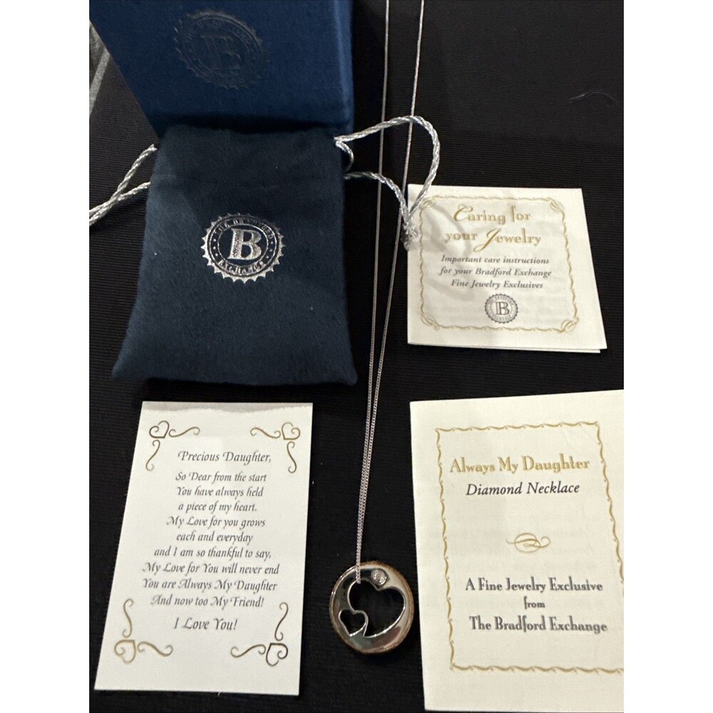 BGE Sterling 925 & 18k Gold Plate Round Heart Pend. W/Diamond Always My Daughter